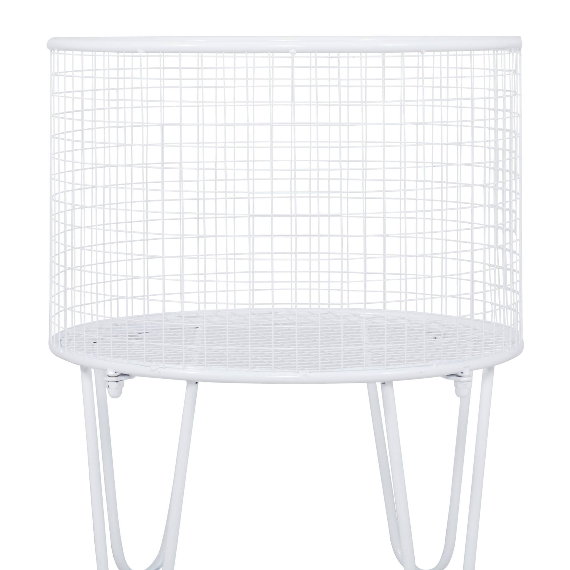 24" White Iron French Country Storage Cart